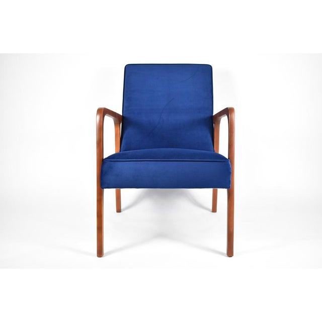 Armchair Model 04-B in Blue Velvet, 1960 For Sale - Image 9 of 14