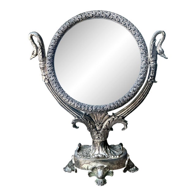 Vintage Swan Table Mirror For Sale