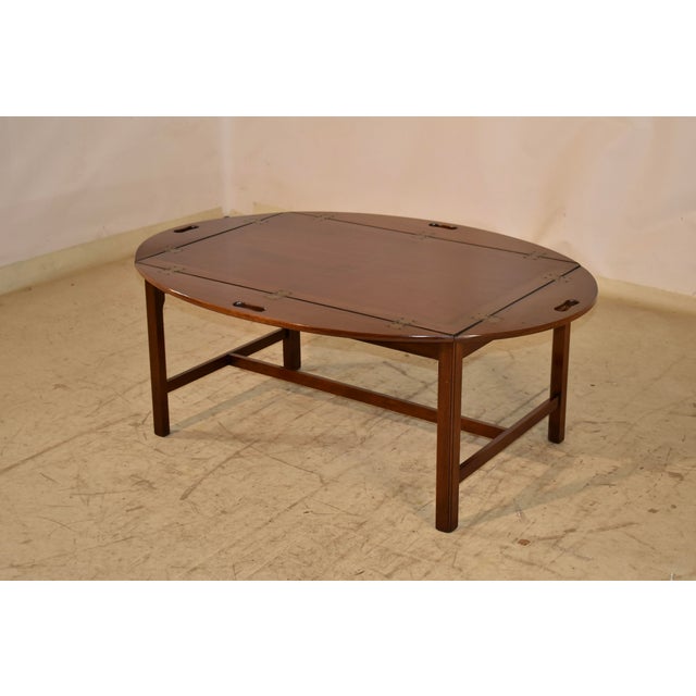 Brown Campaign Butlers Tray on Stand Coffee Table, Circa 1900 For Sale - Image 8 of 11