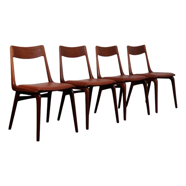 Boomerang Dining Chairs in Teak by Alfred Christensen, 1960s, Set of 4 For Sale