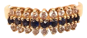 14 Karat Yellow Gold Contemporary Ring With Sapphire and Diamond