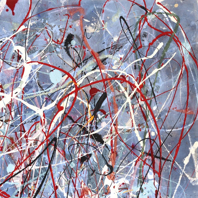Textile Winter Rhythm - Original Large Blue Abstract Expressionist Acrylic Painting on Canvas For Sale - Image 7 of 9