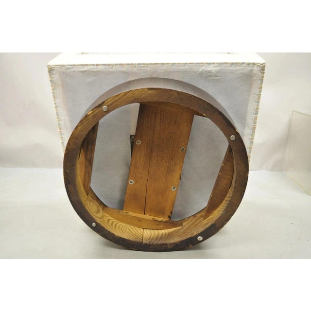 Mid Century Modern Milo Baughman Style Wooden Swivel Base Club Lounge Chair For Sale - Image 10 of 11