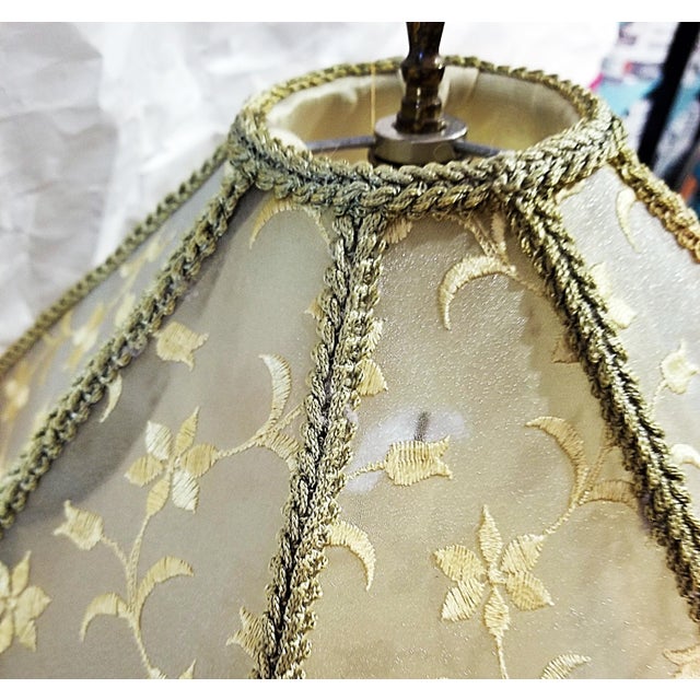 1980s Belle Epoque Brass and Onyx Table Lamp For Sale - Image 11 of 11