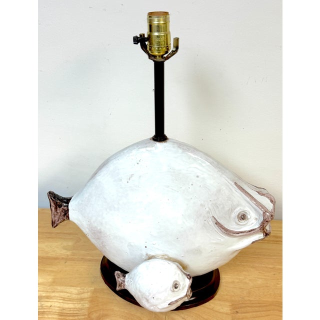 Mid-Century Italian Ceramic Fish Table Lamp by Ivo De Santis for Gli Etruschi, Florence, c. 1955–65 A whimsical and...