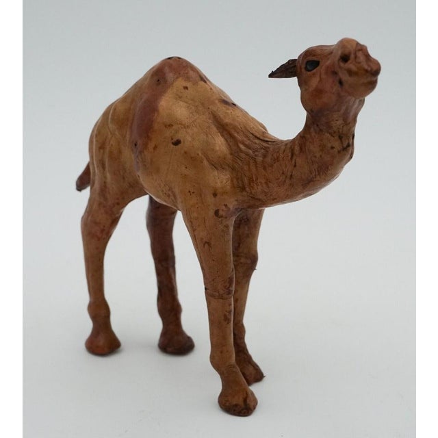 Camel Sculpture with Aged Leather on Hand Carved Wood from Libertys London For Sale - Image 9 of 9