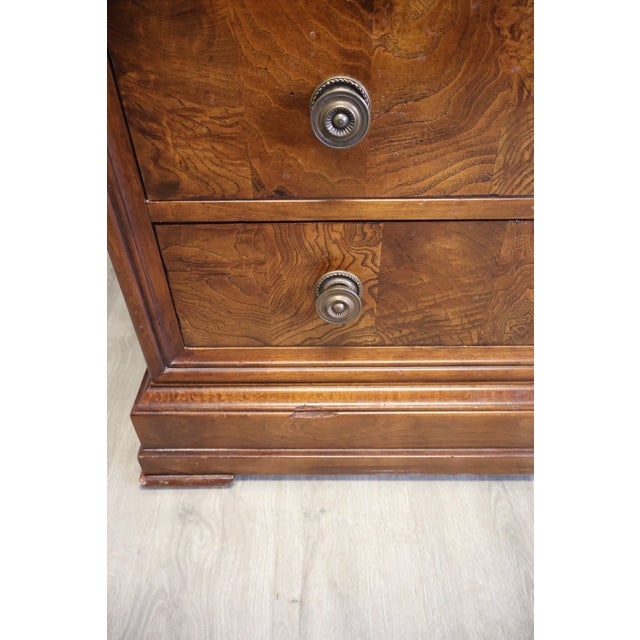 Brown Ethan Allen Townhouse Collection Burlwood and Marble Four-Drawer Bachelor's Chest, 2002 For Sale - Image 8 of 9