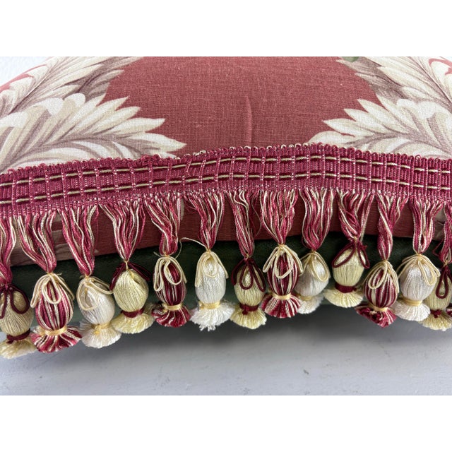 2020s Early 20th Cent. Hand Printed Cotton Tasseled Floral Pillows/Pair For Sale - Image 5 of 9