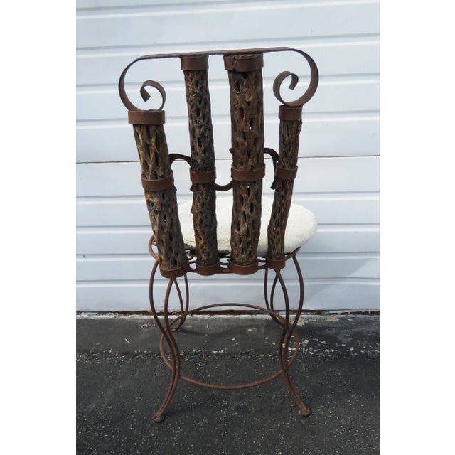 Wood Western Style Set of Six Horse Shoe Metalnd Wood Dining Chairs For Sale - Image 7 of 13