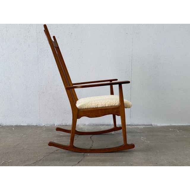Mid-Century Modern Oak Razorblade Rocking Chair by Henning Kjærnulf, 1960s For Sale - Image 3 of 10