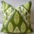 Green Indian Pattern Print Fabric Pillow For Sale - Image 4 of 4