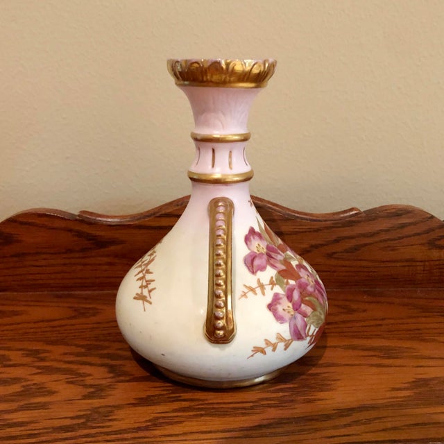 Traditional Antique Rudolstadt Germany Hand Painted Porcelain Vase For Sale - Image 3 of 8
