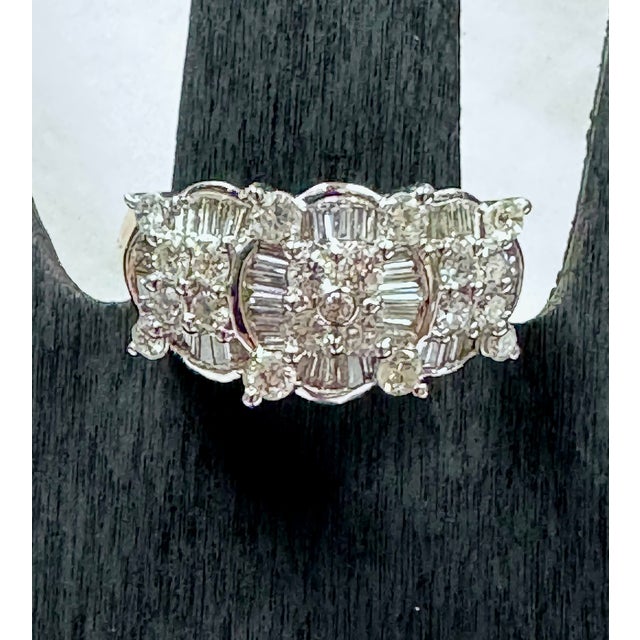 18k Two Tone Triple Diamond Cocktail Cluster Ring For Sale - Image 11 of 12