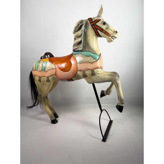 Large Hand-Carved Wooden Carousel Horse, 1920s For Sale - Image 10 of 10