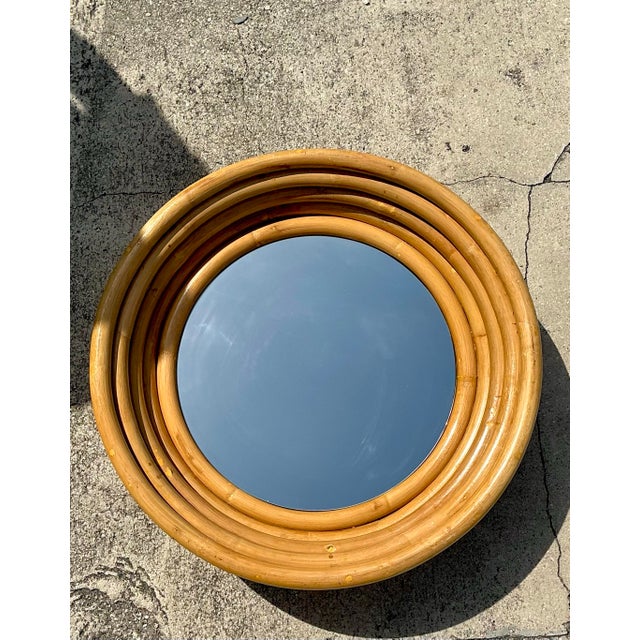 Late 20th Century Vintage Bent Rattan Mirror For Sale - Image 5 of 12