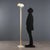 Reflected light floor lamp with adjustable intensity, in enameled and brass-plated aluminum, with white reflector glass...