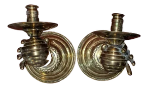 Antique C1845 French Maison Bagues Attrib. Neoclassic Figural Heavy Cast Brass "Hands" Sconces - Highly Detailed & Original - a Pair