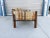 1970s Vintage Brutalist Wood, Brass, and Striped Upholstered Sofa For Sale - Image 4 of 12
