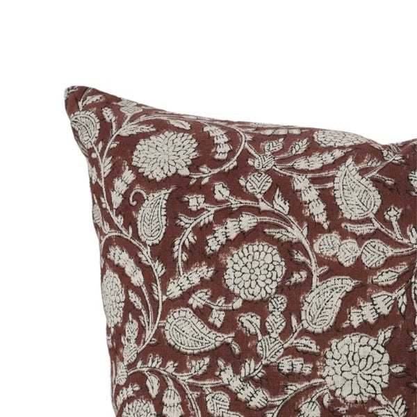 Fabdivine Cotton Linen Throw Pillow Cover 14x14 Inch Handcrafted Block Print- Gopi For Sale - Image 4 of 5