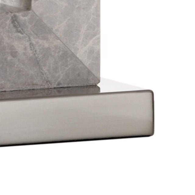 Gray marble and brushed nickel lamp with brushed nickel mounting 34h x 7.5w x 5d Shade Dimensions: top(10 x 18) bottom(10...