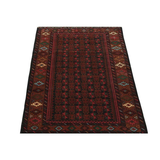 Tribal 1950s Vintage Baluch Tribal Rug With Red & Teal Geometric Patterns, From Rug & Kilim For Sale - Image 3 of 8