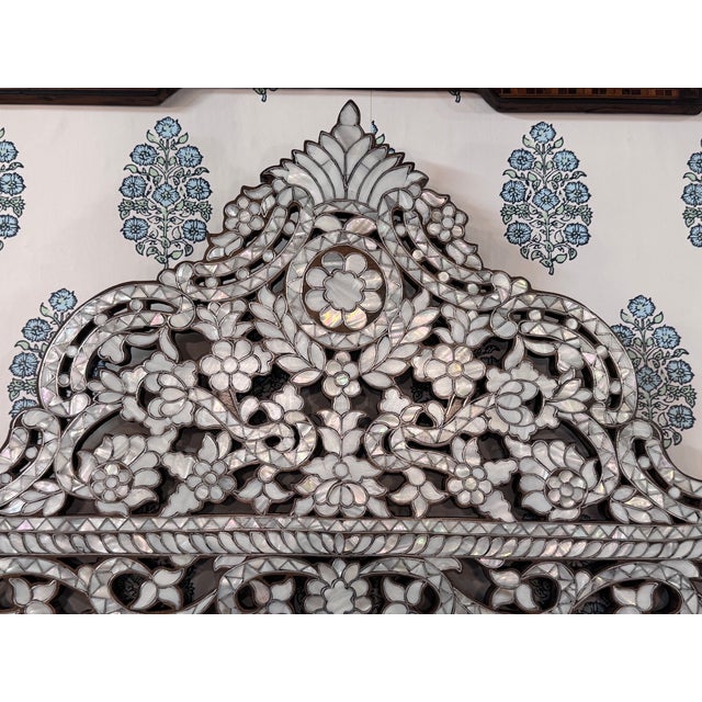 1990s Mother of Pearl Inlaid Moorish Style Mirror For Sale - Image 4 of 6