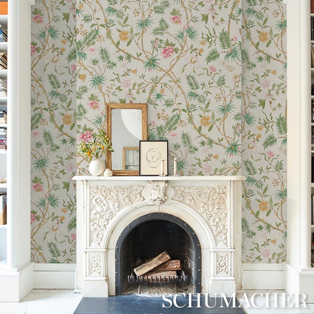 Schumacher Arasi Botanical Wallpaper In Petal For Sale In New York - Image 6 of 7