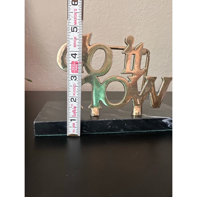 Vintage Do It Now Marble and Brass Mail Paper Holder Desk Accessory For Sale - Image 11 of 12