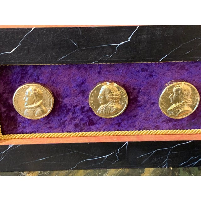 Sculpture Materials 19th Century Grand Tour Style Gilded Plaster Intaglio Arrangement in Faux Marble Frame For Sale - Image 7 of 9