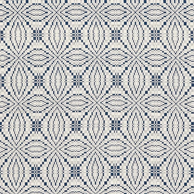 Sample - Schumacher Francestown Coverlet Fabric in Navy For Sale