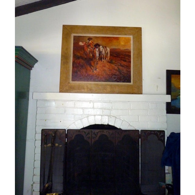 Realism Large 1976 Buck McCain "Escaped" Cowboy Scene Oil on Canvas Original Western Frame, Signed & Inscribed Western Art For Sale - Image 3 of 12