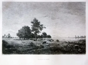 Paysage du Berri - Etching and Aquatint After Théodore Rousseau - Late 1800 End of 19th Century