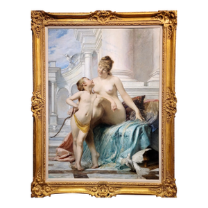 Jules Nel-Dumouchel -Venus Seducing Cupid -Oil Painting-C1880s