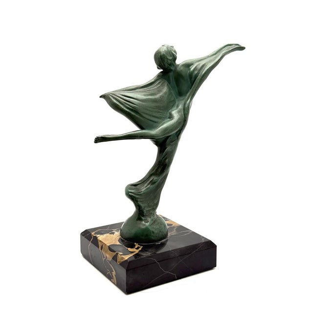 Max Le Verrier, Art Deco Lenvol Sculpture, 1930s, Bronze on Marble Base For Sale - Image 6 of 9