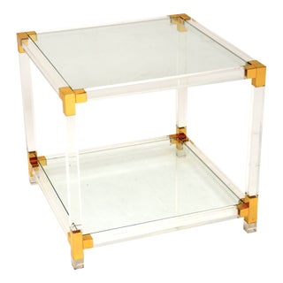 Vintage Glass and Acrylic Coffee Table, 1970s For Sale