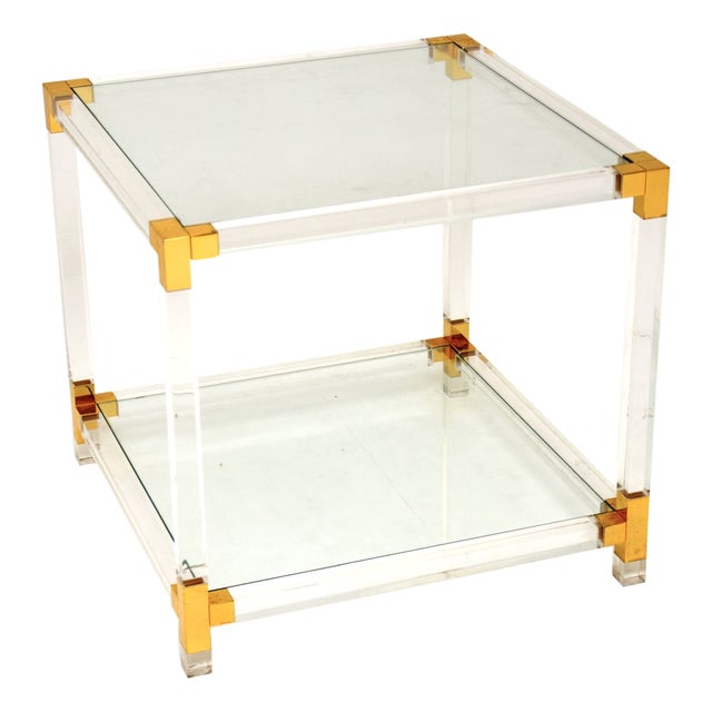 Vintage Glass and Acrylic Coffee Table, 1970s For Sale