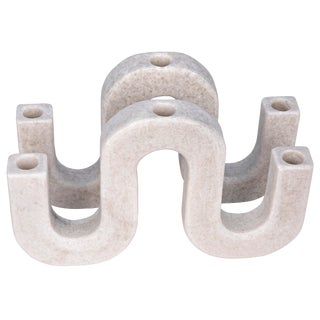 NOIR Corinth Candle Holder, L, Set of 2, White Marble