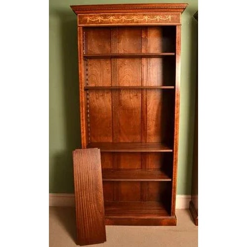 Brown Vintage Burr Walnut Open Bookcases, Set of 2 For Sale - Image 8 of 10