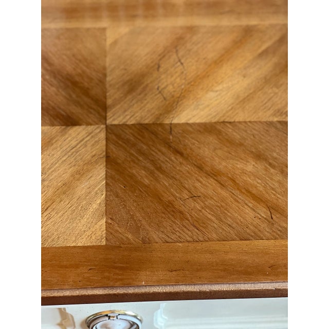 1970s Vintage American of Martinsville Parquet Top White Nightstands - a Pair For Sale - Image 11 of 13