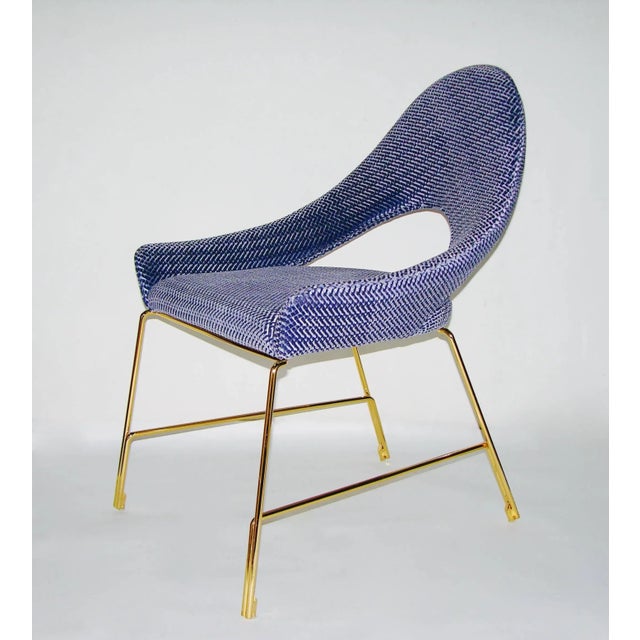 Modern Smania Italian Modern Prototype Brass and Azur Blue Living Room Armchair - in Showroom For Sale - Image 3 of 9