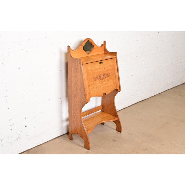 Stickley Brothers Stickley Brothers Style Antique Mission Oak Arts & Crafts Drop Front Secretary Desk, Circa 1900 For Sale - Image 4 of 15