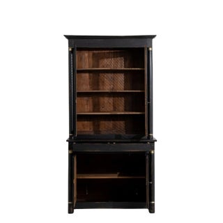 Black Patinated Louis Philippe Cabinet with Mesh Screen Doors, Antique, France, 19th Century For Sale