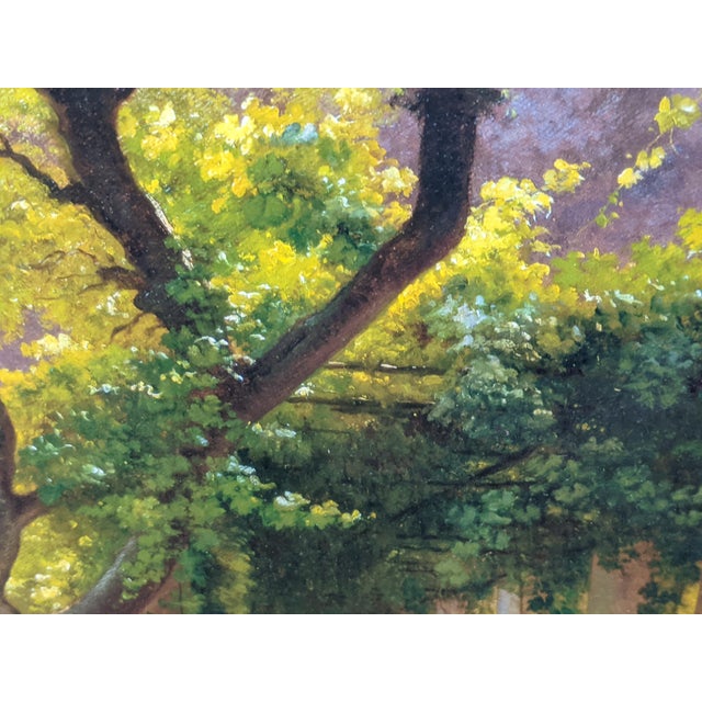 Late 20th Century Large Blue & Green “A Loggia at Amalfi” Landscape After C. F. Aagaard in Ornate Gold Frame For Sale - Image 10 of 14