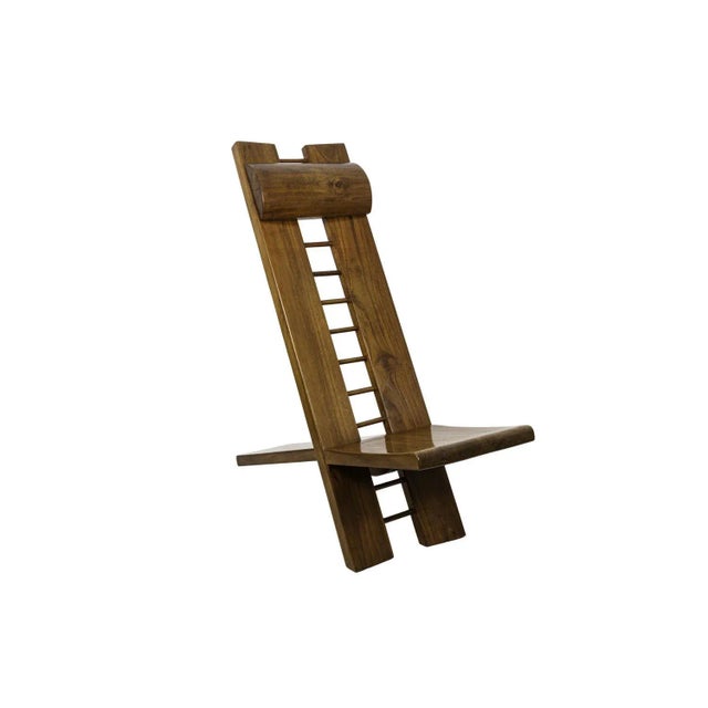 African Style Armchair in Elm by Marcel Ramond, 1980s For Sale - Image 10 of 10