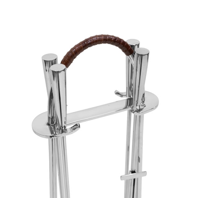 Mid Century Stainless Steel Fireplace Set For Sale - Image 14 of 17