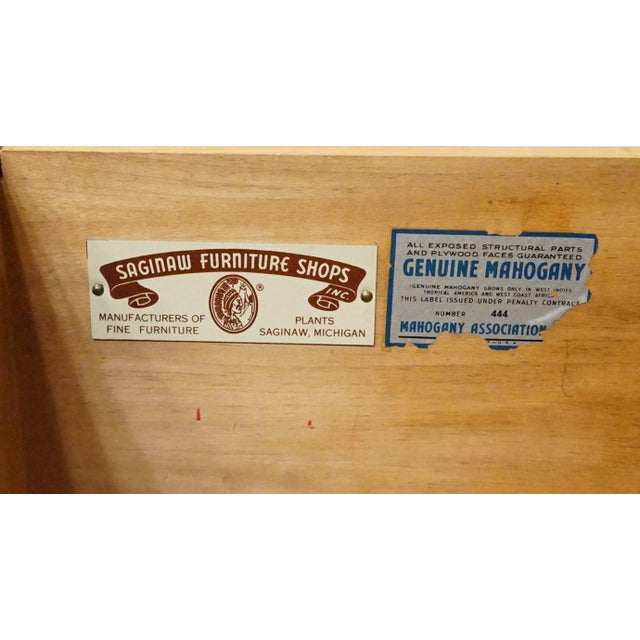 Saginaw Furniture Flame Mahogany Traditional Duncan Phyfe Style 66" Breakfront Secretary China Cabinet W. Bubble Glass For Sale - Image 12 of 16