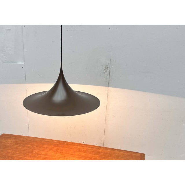 Mid-Century Modern Mid-Century Modern Space Age Danish Brown Semi Pendant Lamp by Claus Bonderup and Torsten Thorup for Fog & Mørup, 1960s For Sale - Image 3 of 18