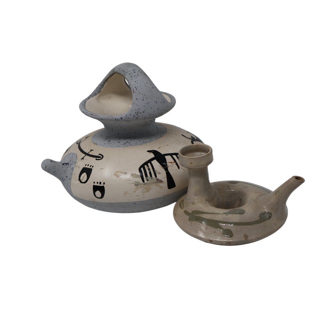 Signed Betty Selby Figural Vase & Japanese Tokoname Ring-Form Sake Vessel — Set of 2 For Sale - Image 10 of 18