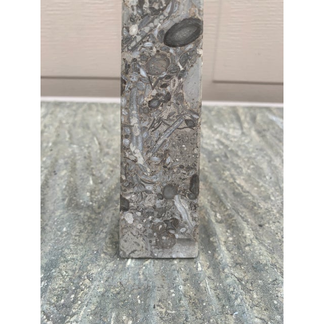 Brown and Grey Marble Obelisk With Dramatic Veining For Sale - Image 9 of 9