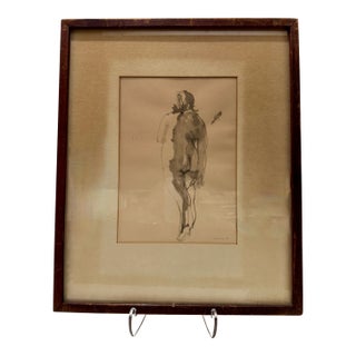 Robert Henry Nude Figural Study 1963 Ink Wash Drawing Framed For Sale